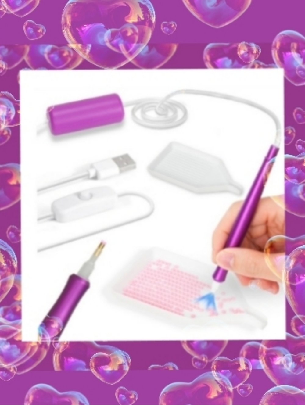 Electric Diamond Painting Pen with Tray & USB Power This Listing Is For Purple